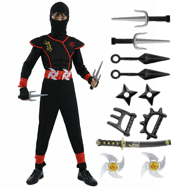 Czarno-niebieski strój ninja d – Kids Toys Set recenzja i cena